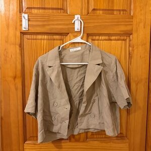 OAK + FORT Beige Women's Cropped Blazer